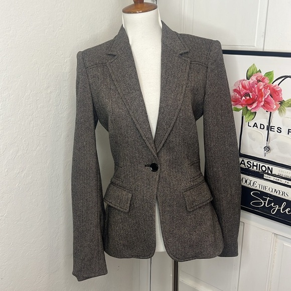 Gucci Brown & Cream Herringbone Blazer Size 40/4US - Picture 1 of 14